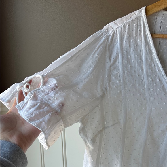 Madewell White Tie-Sleeve Wrap Top in Swiss Dot - Picture 5 of 14